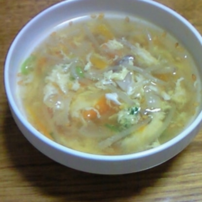 野菜ときのこの卵とじ中華スープ